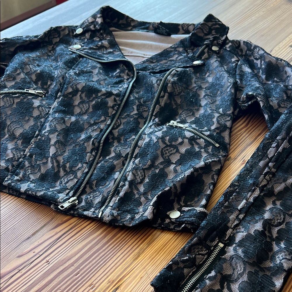 Daytrip Black Lace Leather Jacket